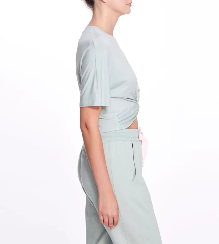 Women Marchesa Marchesa Active Sage Green Cropped TShirt With Front Twist Sage