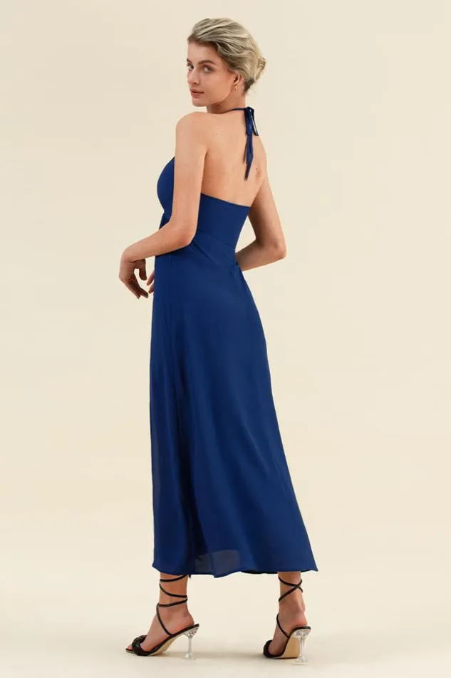 Women Maxi Dresses Cupshe Monserrat Cutout Front Halter Dress Navy