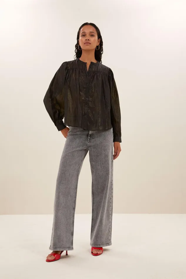 Women Meggie Lurex Blouse Midnight Bybar Blouses