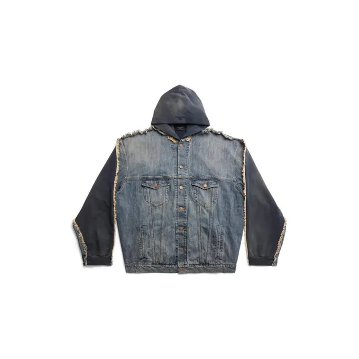 WomenMen Coats and Jackets Balenciaga Balenciaga Paris Hybrid Hooded Jacket In Blue WomenMen Coats and Jackets Balenciaga Balenciaga Paris Hybrid Hooded Jacket In Blue