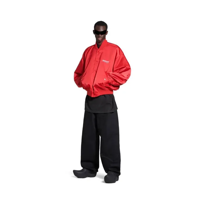 WomenMen Coats and Jackets Balenciaga Political Campaign Varsity Jacket In Red WomenMen Coats and Jackets Balenciaga Political Campaign Varsity Jacket In Red
