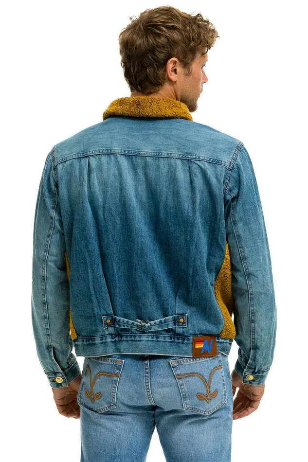 WomenMen Denim Aviator Nation Aspen Sherpa Unisex Denim Jacket 8211 Medium Vintage