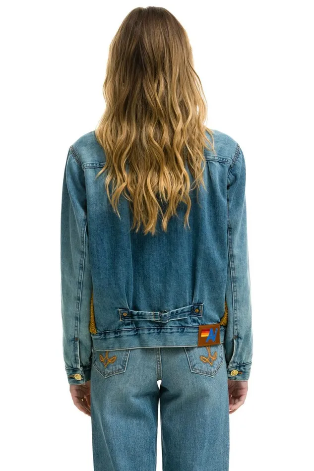 WomenMen Denim Aviator Nation Aspen Sherpa Unisex Denim Jacket 8211 Medium Vintage