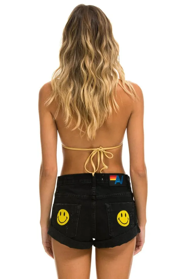 WomenMen Denim Aviator Nation Low Rise Rocker Jean Shorts 8211 Vintage Black
