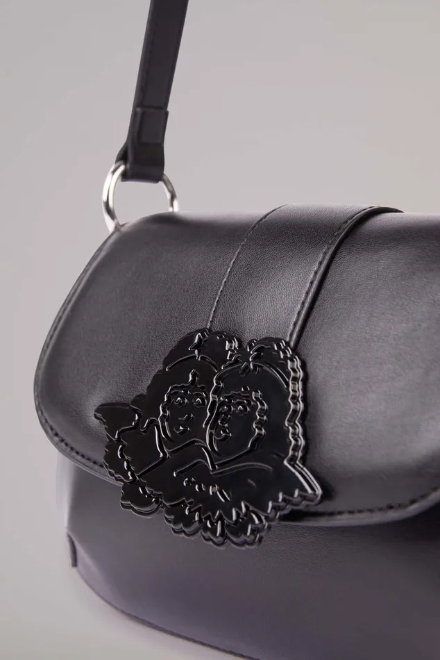 WomenMen Fiorucci Bags Angels Plaque Shoulder Bag Black WomenMen Fiorucci Bags Angels Plaque Shoulder Bag Black
