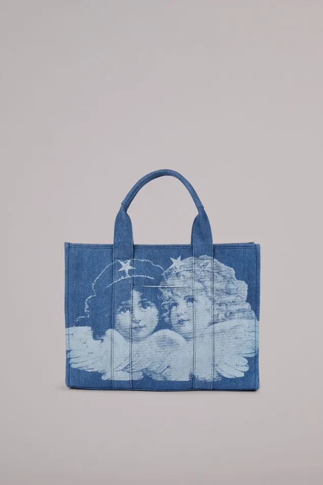 WomenMen Fiorucci Bags Enlarged Angels Tote Bag Blue