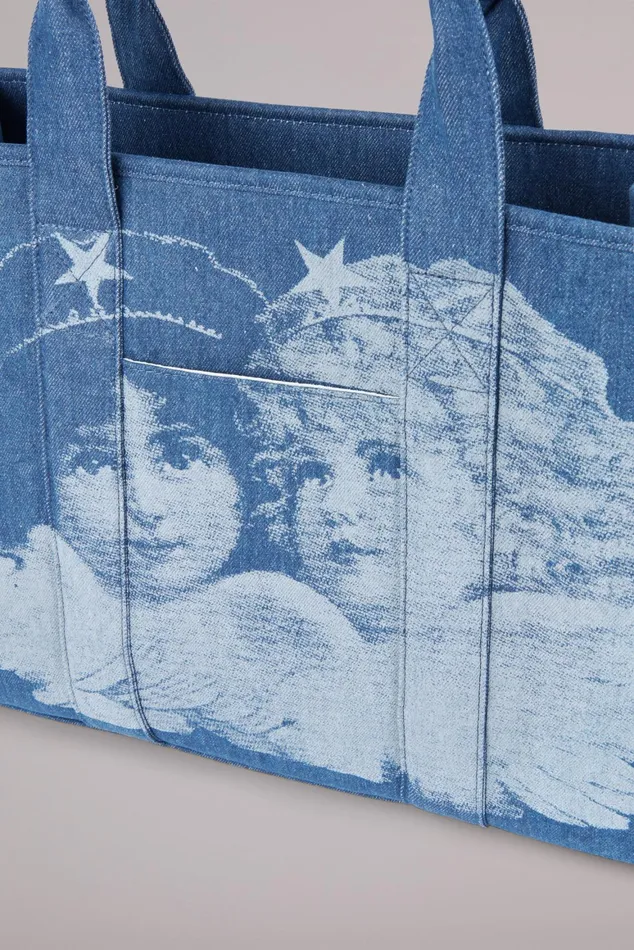 WomenMen Fiorucci Bags Enlarged Angels Tote Bag Blue WomenMen Fiorucci Bags Enlarged Angels Tote Bag Blue