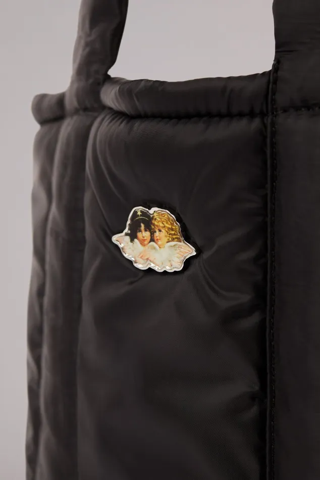WomenMen Fiorucci Bags Icon Angels Puffer Tote Bag Black WomenMen Fiorucci Bags Icon Angels Puffer Tote Bag Black