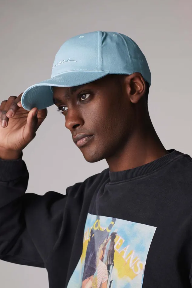 WomenMen Fiorucci Hats Squiggle Logo Cap Blue WomenMen Fiorucci Hats Squiggle Logo Cap Blue