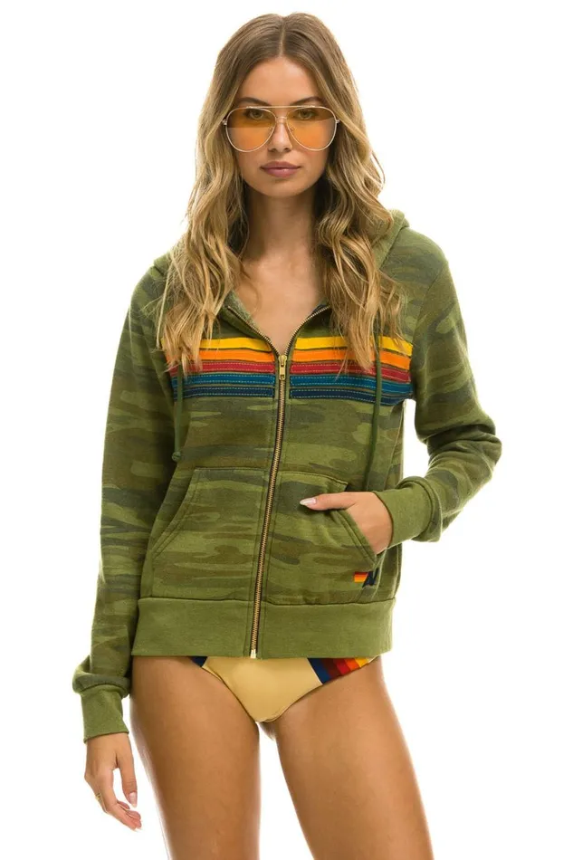 WomenMen Hoodies Aviator Nation 5 Stripe Hoodie 8211 Camo