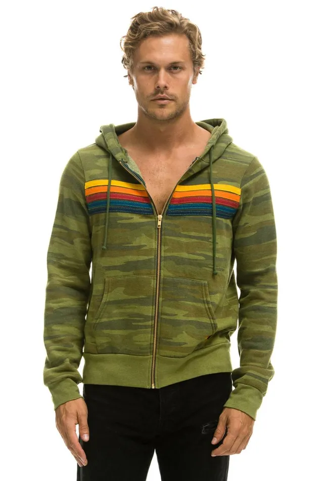 WomenMen Hoodies Aviator Nation 5 Stripe Hoodie 8211 Camo