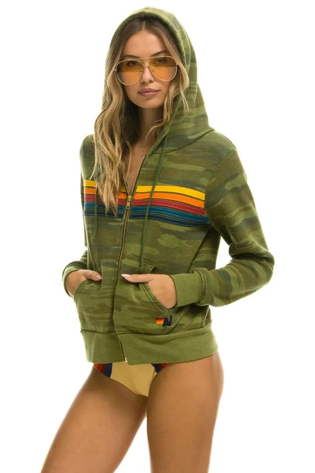WomenMen Hoodies Aviator Nation 5 Stripe Hoodie 8211 Camo