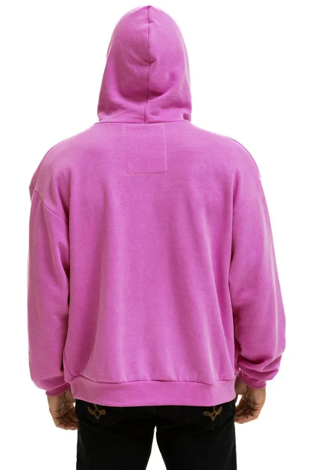 WomenMen Hoodies Aviator Nation 5 Stripe Relaxed Zip Hoodie 8211 Magenta Orange Yellow