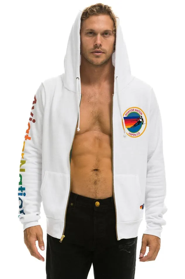 WomenMen Hoodies Aviator Nation Aspen Hoodie 8211 White