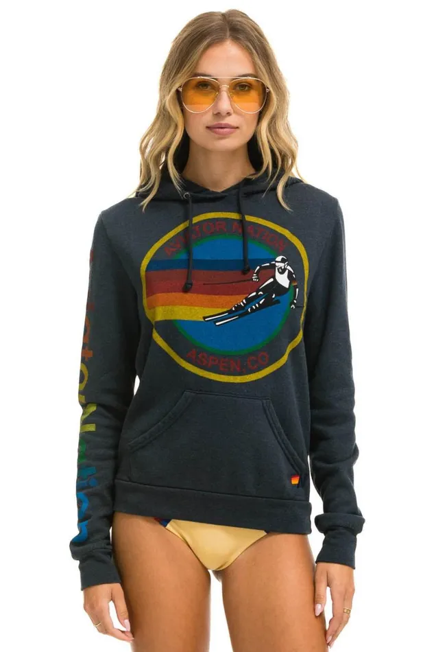 WomenMen Hoodies Aviator Nation Aspen Pullover Hoodie 8211 Charcoal