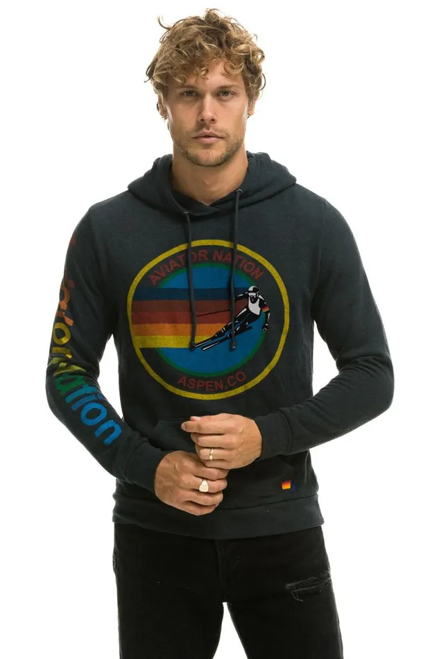 WomenMen Hoodies Aviator Nation Aspen Pullover Hoodie 8211 Charcoal