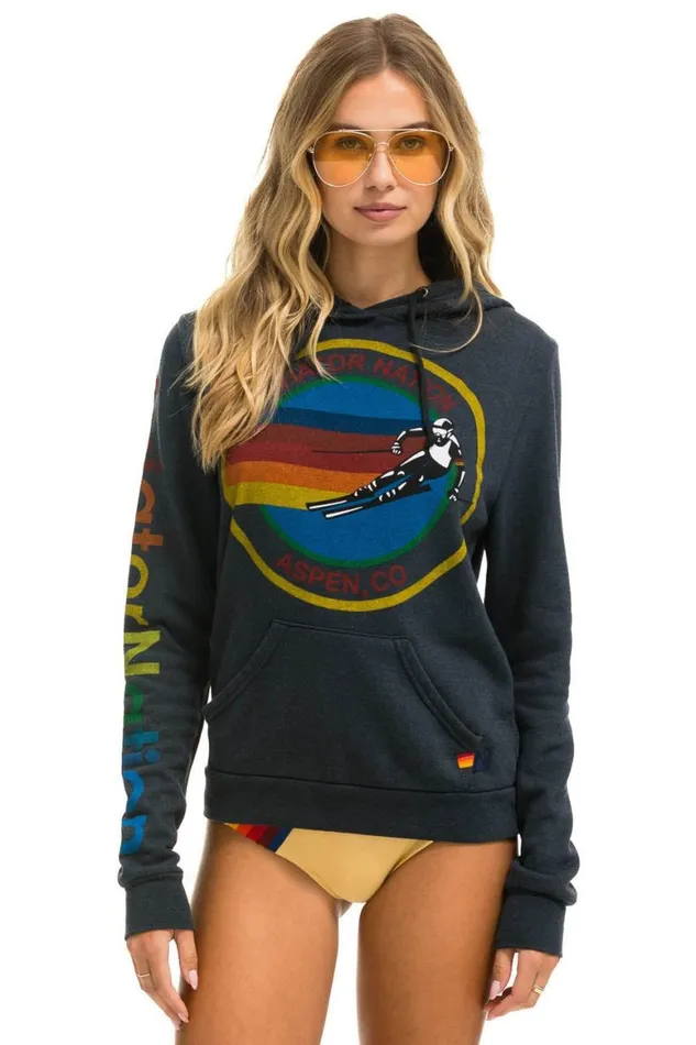 WomenMen Hoodies Aviator Nation Aspen Pullover Hoodie 8211 Charcoal