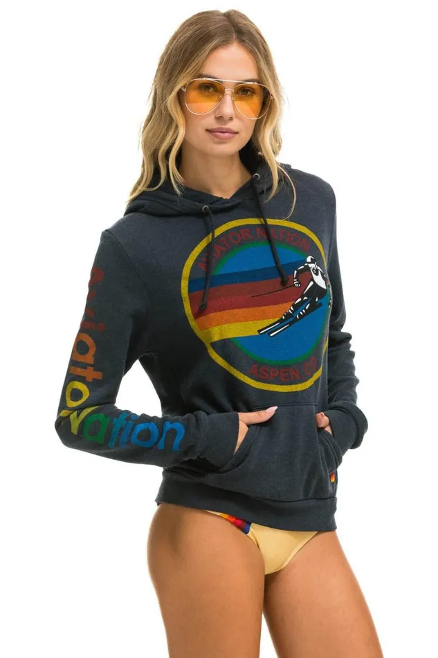 WomenMen Hoodies Aviator Nation Aspen Pullover Hoodie 8211 Charcoal
