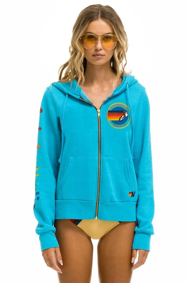 WomenMen Hoodies Aviator Nation Austin Hoodie 8211 Neon Blue