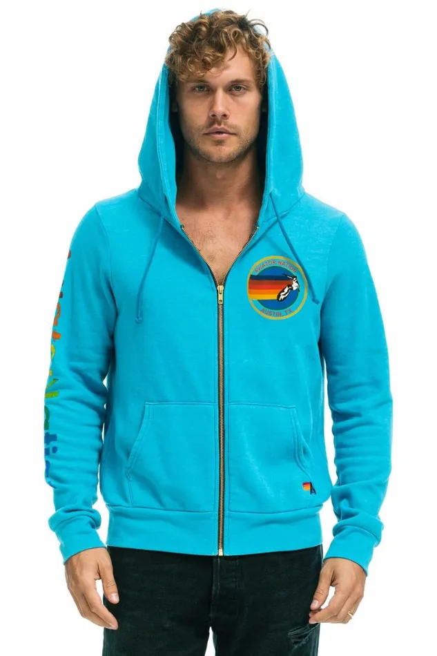 WomenMen Hoodies Aviator Nation Austin Hoodie 8211 Neon Blue