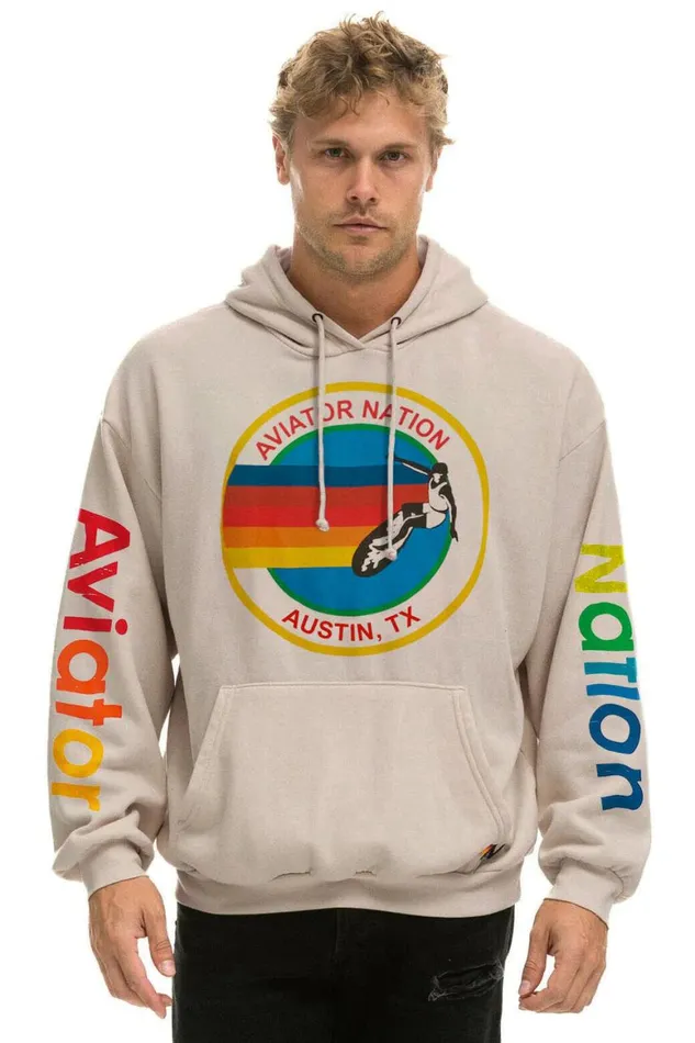 WomenMen Hoodies Aviator Nation Austin Relaxed Pullover Hoodie 8211 Sand
