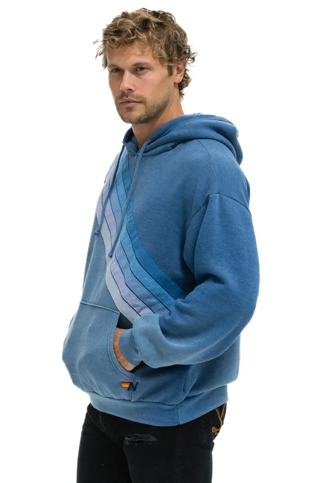 WomenMen Hoodies Aviator Nation Cross Stripe Relaxed Pullover Hoodie 8211 Faded Water