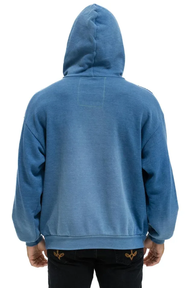 WomenMen Hoodies Aviator Nation Cross Stripe Relaxed Pullover Hoodie 8211 Faded Water