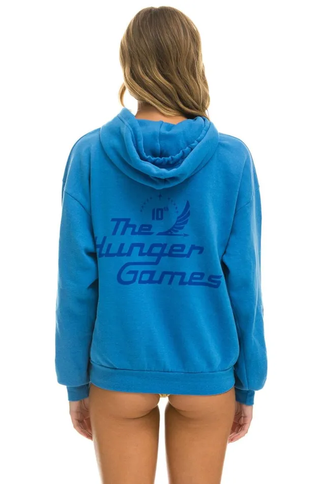 WomenMen Hoodies Aviator Nation Hunger Games Relaxed Pullover Hoodie 8211 Cobalt