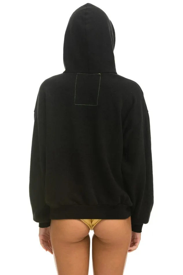 WomenMen Hoodies Aviator Nation Id Rather Be Surfing Relaxed Pullover Hoodie 8211 Black