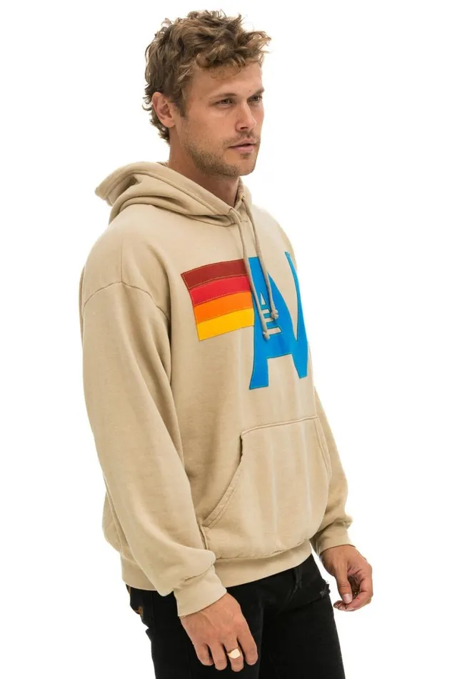WomenMen Hoodies Aviator Nation Logo Stitch Pullover Relaxed Hoodie 8211 Sand
