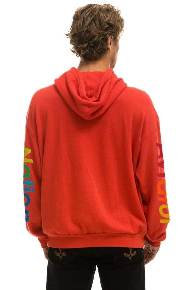 WomenMen Hoodies Aviator Nation Malibu Relaxed Pullover Hoodie 8211 Red
