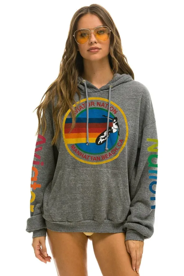 WomenMen Hoodies Aviator Nation Manhattan Beach Relaxed Pullover Hoodie 8211 Heather Grey WomenMen Hoodies Aviator Nation Manhattan Beach Relaxed Pullover Hoodie 8211 Heather Grey