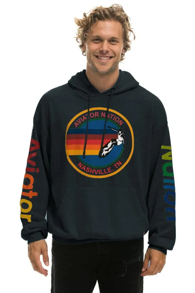WomenMen Hoodies Aviator Nation Nashville Relaxed Pullover Hoodie 8211 Charcoal