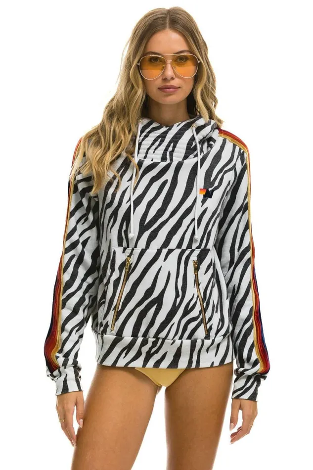 WomenMen Hoodies Aviator Nation Ninja Pullover Hoodie 8211 Zebra