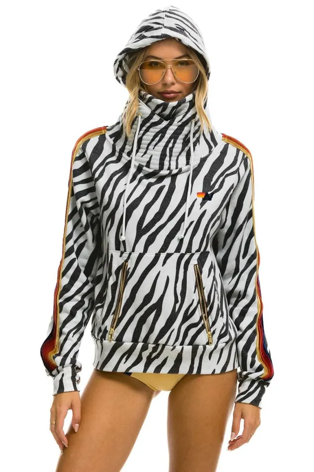 WomenMen Hoodies Aviator Nation Ninja Pullover Hoodie 8211 Zebra