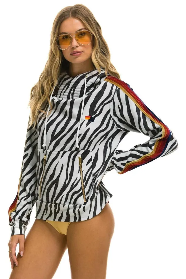 WomenMen Hoodies Aviator Nation Ninja Pullover Hoodie 8211 Zebra