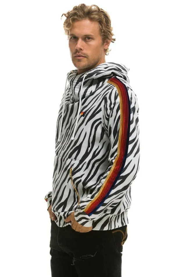 WomenMen Hoodies Aviator Nation Ninja Pullover Hoodie 8211 Zebra