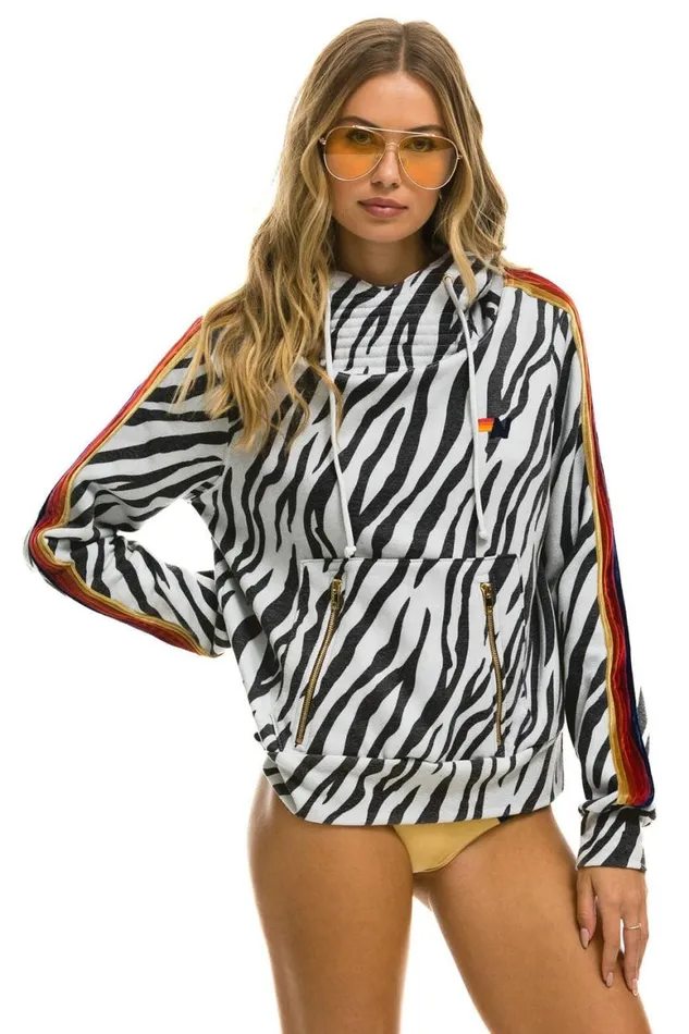 WomenMen Hoodies Aviator Nation Ninja Pullover Hoodie 8211 Zebra