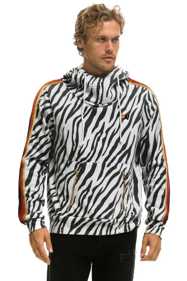 WomenMen Hoodies Aviator Nation Ninja Pullover Hoodie 8211 Zebra