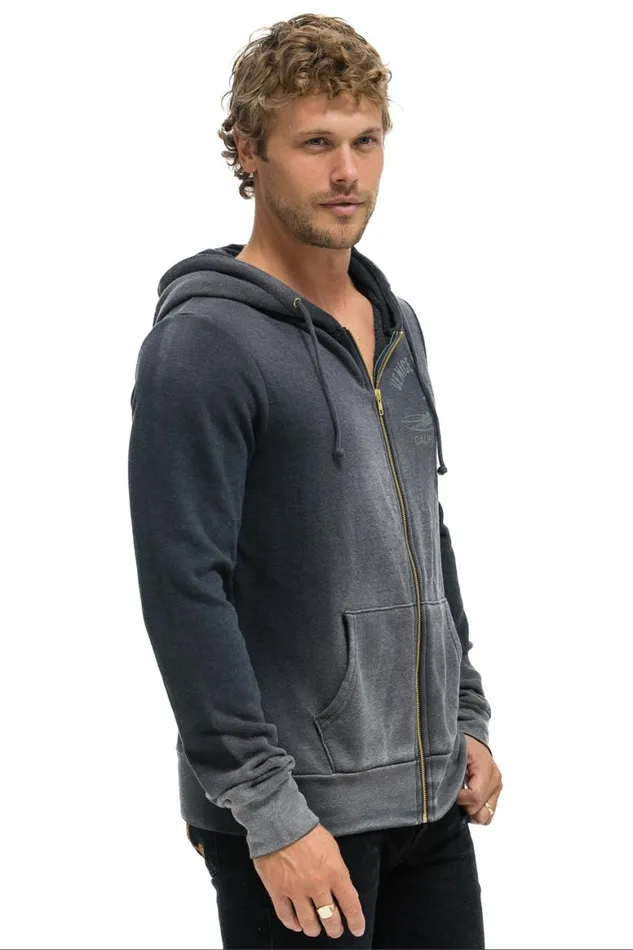 WomenMen Hoodies Aviator Nation Venice Surfer Zip Hoodie 8211 Faded Smoke