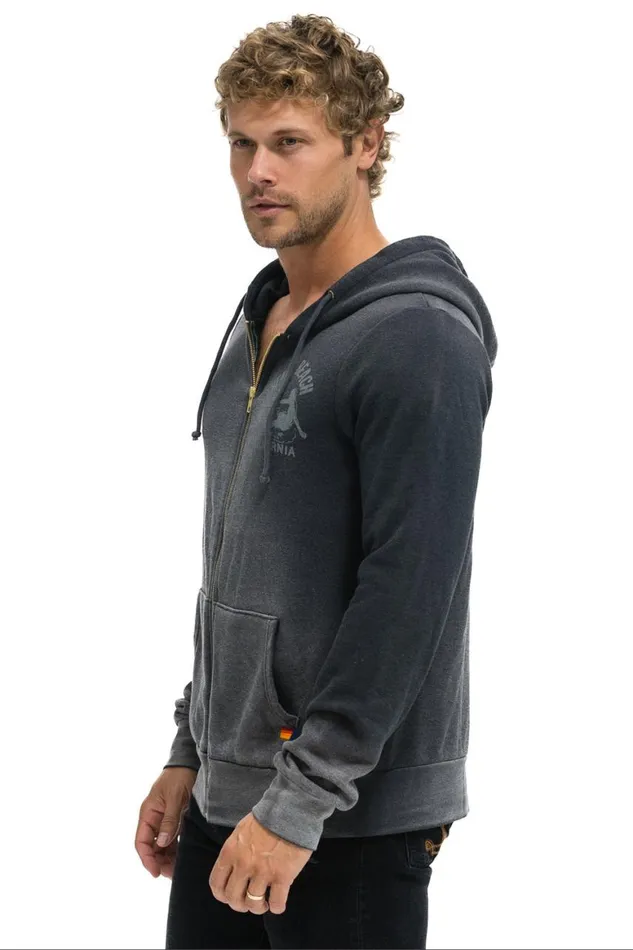WomenMen Hoodies Aviator Nation Venice Surfer Zip Hoodie 8211 Faded Smoke