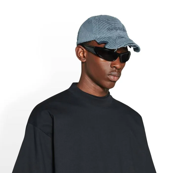 WomenMen Scarves and Caps Balenciaga Laser Destroyed Cap In Faded Blue