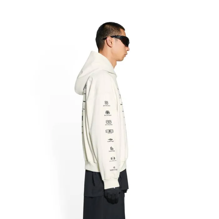 WomenMen Sweatshirts and Hoodies Balenciaga Archives Logos Hoodie Medium Fit In Light Beige
