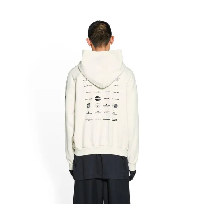 WomenMen Sweatshirts and Hoodies Balenciaga Archives Logos Hoodie Medium Fit In Light Beige