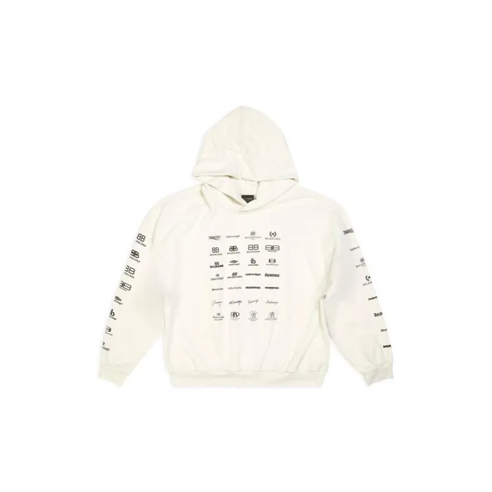 WomenMen Sweatshirts and Hoodies Balenciaga Archives Logos Hoodie Medium Fit In Light Beige