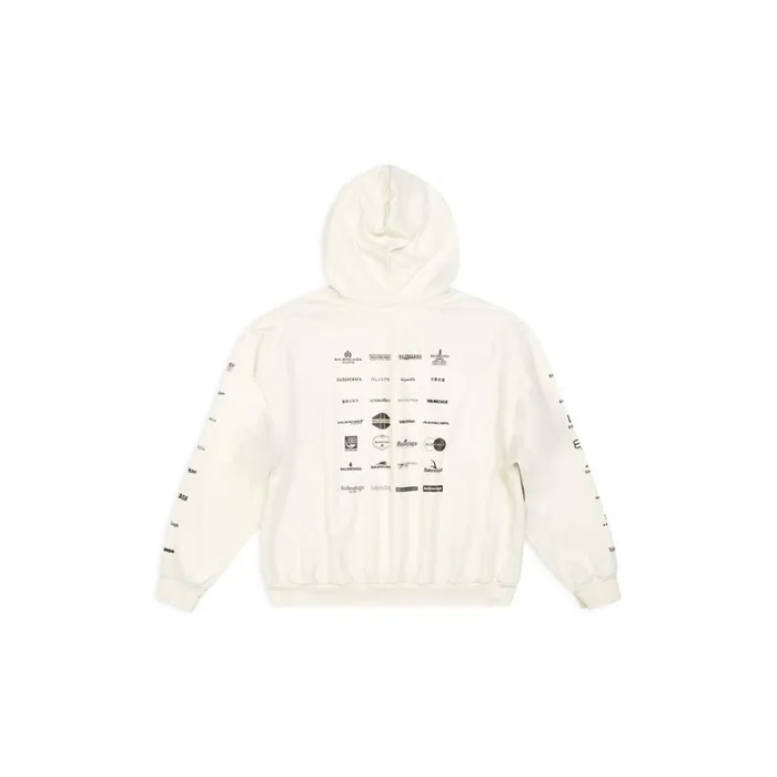 WomenMen Sweatshirts and Hoodies Balenciaga Archives Logos Hoodie Medium Fit In Light Beige