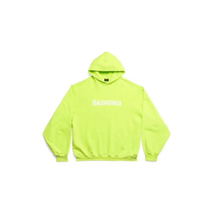 WomenMen Sweatshirts and Hoodies Balenciaga Caps Destroyed Hoodie In Fluo Yellow