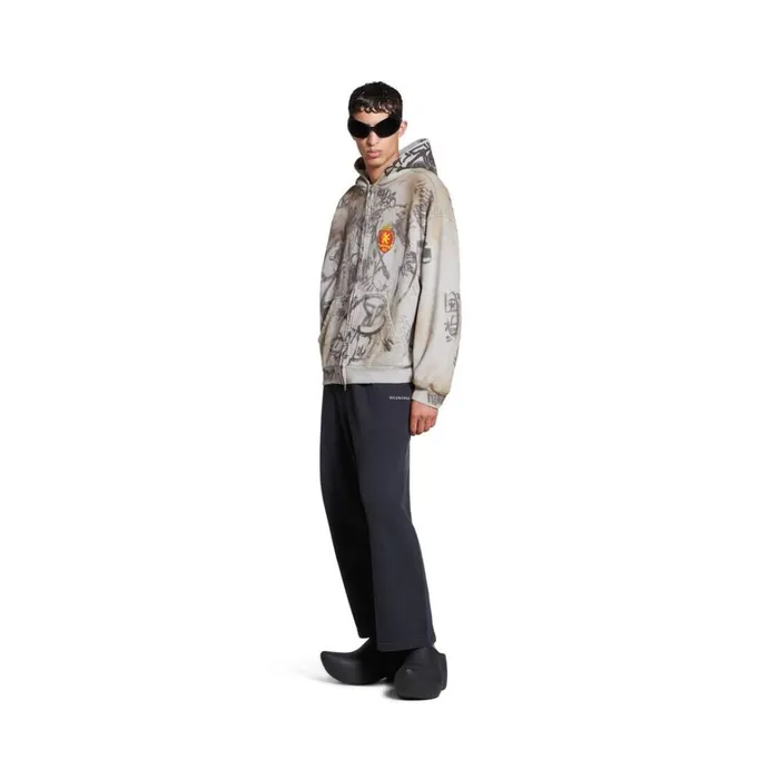 WomenMen Sweatshirts and Hoodies Balenciaga Skater Zipup Hoodie Medium Fit In Grey WomenMen Sweatshirts and Hoodies Balenciaga Skater Zipup Hoodie Medium Fit In Grey