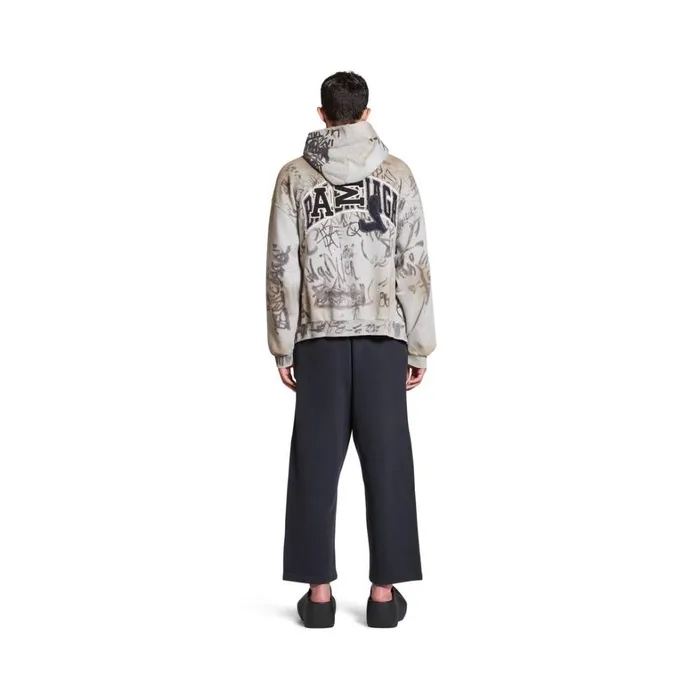 WomenMen Sweatshirts and Hoodies Balenciaga Skater Zipup Hoodie Medium Fit In Grey