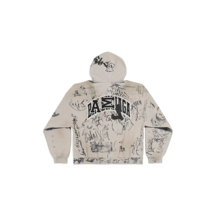 WomenMen Sweatshirts and Hoodies Balenciaga Skater Zipup Hoodie Medium Fit In Grey